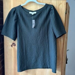 New with Tags Loft Soft Textured Dark Green Short Sleeved Top, L